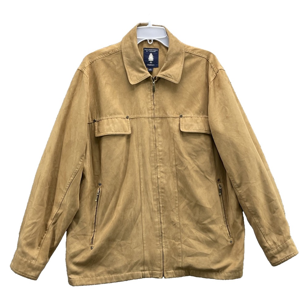 Roundtree & Yorke Vegan Suede Leather Jacket Men's Large Workwear Streetwear 70s